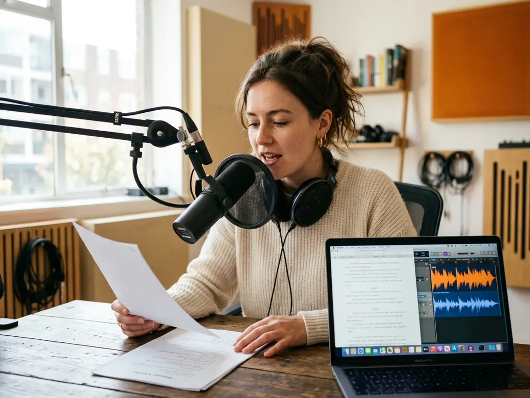 Ein Creator vertont Text im HancVoice-Studio